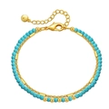 Bracciale a doppio strato con perline blu cielo opache e catena in oro 18 carati - Blu B (Stile a Doppio Strato)