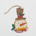 Wooden snowman Christmas ornament with red Welcome sign and hemp hanging rope - WELCOME Style Snowman