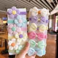 Lot de chouchous fleurs et nœuds pour filles en tissu côtelé doux et élastique - 3# Ensemble mixte coloré de 12 pièces