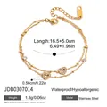 Detail of 18K gold stainless steel heart bracelet with waterproof and allergy-free specs - Double Layer Heart Pendant - Gold
