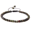 Adjustable 4mm natural stone beaded bracelet with green and red dragon blood jasper - Dragon Blood Stone