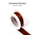 Roll of 2cm gold-edged coffee brown ribbon for gift wrapping and floral decoration - 2cm*4.5m / Coffee with Gold Edge