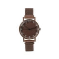 Minimalist brown steel mesh strap watch featuring artistic numerals on a round dial - Brown