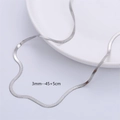 Collana a catena serpente piatta argento larghezza 3mm lunghezza 45cm in acciaio - 3mm-45+5cm / Argento