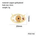 Spécifications détaillées du pendentif œil en cuivre plaqué or avec dimensions et poids - Orange