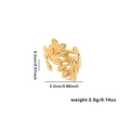 Adjustable stainless steel heart leaf ring with gold finish and detailed measurements - Adjustable Open / Continuous Leaf Weave Style (TYGR0064) / Gold