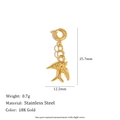 Colgante de golondrina en acero inoxidable bañado en oro 18K con cierre y medidas - Colgante Golondrina - Dorado