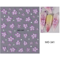 Autocollant d'ongles en relief 3D avec fleurs violettes et étoiles, modèle MO-341 - MO-341 (Fleur Violette/Carte en Papier) / Violet
