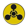 Round enamel biohazard symbol pin with yellow background and black metal finish - XZ8916 Radiation/Chemical Symbol