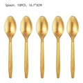 Detail of 10-piece gold disposable spoons with textured handles for party dining - Plastic Spoons 10PCS