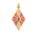 Golden geometric diamond pendant with purple orange enamel and oval zircon stone - M036032-D-Orange Mixed (Rhombus)