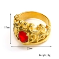 Retro Ring 18k vergoldete Krone mit rotem Edelstein, Maße 17mm mal 22mm - US 6 / Gold Roter Zirkonia