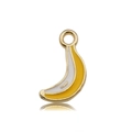 Golden banana pendant charm with yellow and white enamel for DIY jewelry making - Banana 12x16mm