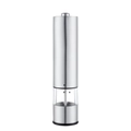 Electric stainless steel pepper grinder with transparent spice chamber and brushed finish - Stainless Steel Silver - Flat Head Electric