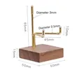 Walnut wood and gold metal display stand for minerals with 50x50mm square base - Black Walnut Three-Prong Small