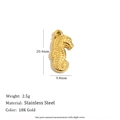18K gold plated stainless steel seahorse pendant charm measuring 20.4mm by 9.8mm - Seahorse Pendant - Gold