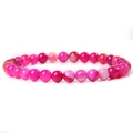 Charming 6mm pink natural stone bead elastic bracelet with rose agate texture - Rose Striped Agate