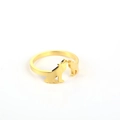 Minimalist adjustable open ring in golden finish featuring unique wolf head silhouette - Dual Wolf Heads-Gold