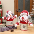 Christmas snowman plush gift bucket with red plaid scarf and earmuffs for holiday treats - Small / Snowman
