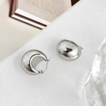 Polierte silberne geometrische Creolen für Damen mit minimalistischem Metallfinish - 1# Ohrring Schnalle / Silber