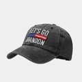 Washed black vintage baseball cap with Let's Go Brandon embroidery and flag detail - Let's Go Brandon Small Flag Black
