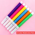 Set of 6 mini watercolor pens in assorted colors on pink felt background - 6Pcs/Set / Standard Mixed Colors