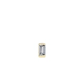 Single S925 silver stud earring featuring a gold-plated bezel set baguette cut zircon - Emerald Cut Style (RHE950G) / Gold