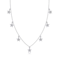 S925 sterling silver necklace featuring seven shimmering marquise star pendants - Seven-Star Pendant Style (N13682) + GRA Certificate