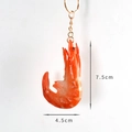 Portachiavi a forma di gambero arancio-rosso da 7,5 cm con anello e catena dorati - Stile portachiavi / Gambero alla griglia