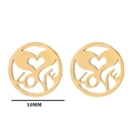 Golden round hollow heart stud earrings with LOVE engraving 10mm jewelry pair - LOVE Hollow Heart / Gold