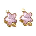 Pink star-shaped crystal pendant with gold setting for DIY jewelry making - 5 Pcs/Pack / Pink / 13mm