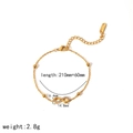 Minimalist gold titanium steel infinity charm bracelet with adjustable chain and s.steel tag - Gold Infinity Zirconia Anklet (TA5084)