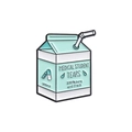 Creative enamel pin in milk carton shape with Medical Student Tears text on white background - Blue Milk Box Style (QHXZ493)