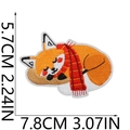 Detailed view of fox embroidery patch with precise size dimensions in centimeters and inches - Fox (C5CW-14-13)