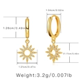 Gold plated huggie earrings with sunburst charms and white cubic zirconia accents - Sunflower