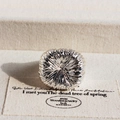Anello rotondo in argento con trama radiale a raggiera e finitura metallica lucida - Stile a Pieghe Radiali / Anello Argento