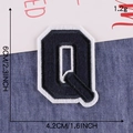 Letter Q embroidered patch in navy blue with white border for DIY clothing decor - Letter Q / Navy Blue