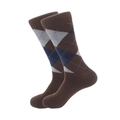 Classic dark brown argyle pattern cotton dress socks for men in a business style - 38-46 / Brown Rhombus