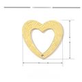 Detail showing a 26mm heart-shaped gold stainless steel pendant with textured surface - VG224 (Fingerprint Heart) 3Pcs