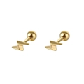 Détail de boucles d'oreilles éclair en acier 316 doré avec fermoir à vis sécurisé - Pièce Unique / Doré