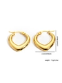 Detailed view of heart-shaped gold earrings with dimensions 2.5cm height and 2.3cm width - Gold Smooth Mirror Heart Style (#0165)