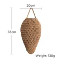 Handmade coffee brown cotton rope hanging storage basket in a bohemian tear-drop shape - Brown