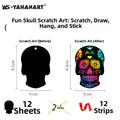 Halloween scratch art mask kit with 12 sugar skull cards, pens and ribbons for DIY decor - Small Flower Skull Style (GG-12) / Set of 12