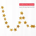 Ghirlanda di stelle dorate glitterate da 4 metri con stelle di 6,5 cm per decorazioni - Stella Dorata 4M (Singola 6,5 cm)