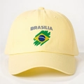 Adjustable cream cotton baseball cap featuring Brasilia print and Brazil flag graphic - Adjustable / Goose Yellow