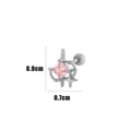 Silver stud earring with pink square zircon and star motif, size 0.9cm by 0.7cm - Star Pink Square Gem (4#) / Silver