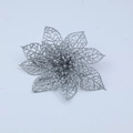 Glitzernde silberne künstliche Weihnachtsblume für Christbaumschmuck und Kränze - Sonnenblume / 15CM / Silber