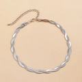 Collana punk in acciaio al titanio argento con catena a serpente intrecciata per donna - Collana / Argento