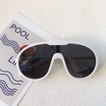 Retro sport kids sunglasses with matte white frame and dark oversized protective lenses - White Frame Gray Lens