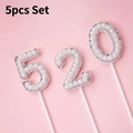 520 pearl cake topper with silver rhinestones on pink background for cake decoration - 520 White Pearl Set